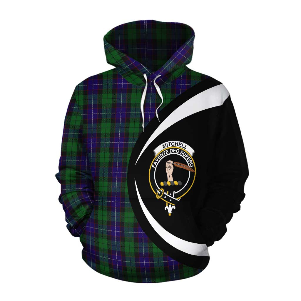 Mitchell Tartan Cotton Hoodie with Family Crest Circle Style Pullover Hoodie XS - Tartan Vibes Clothing
