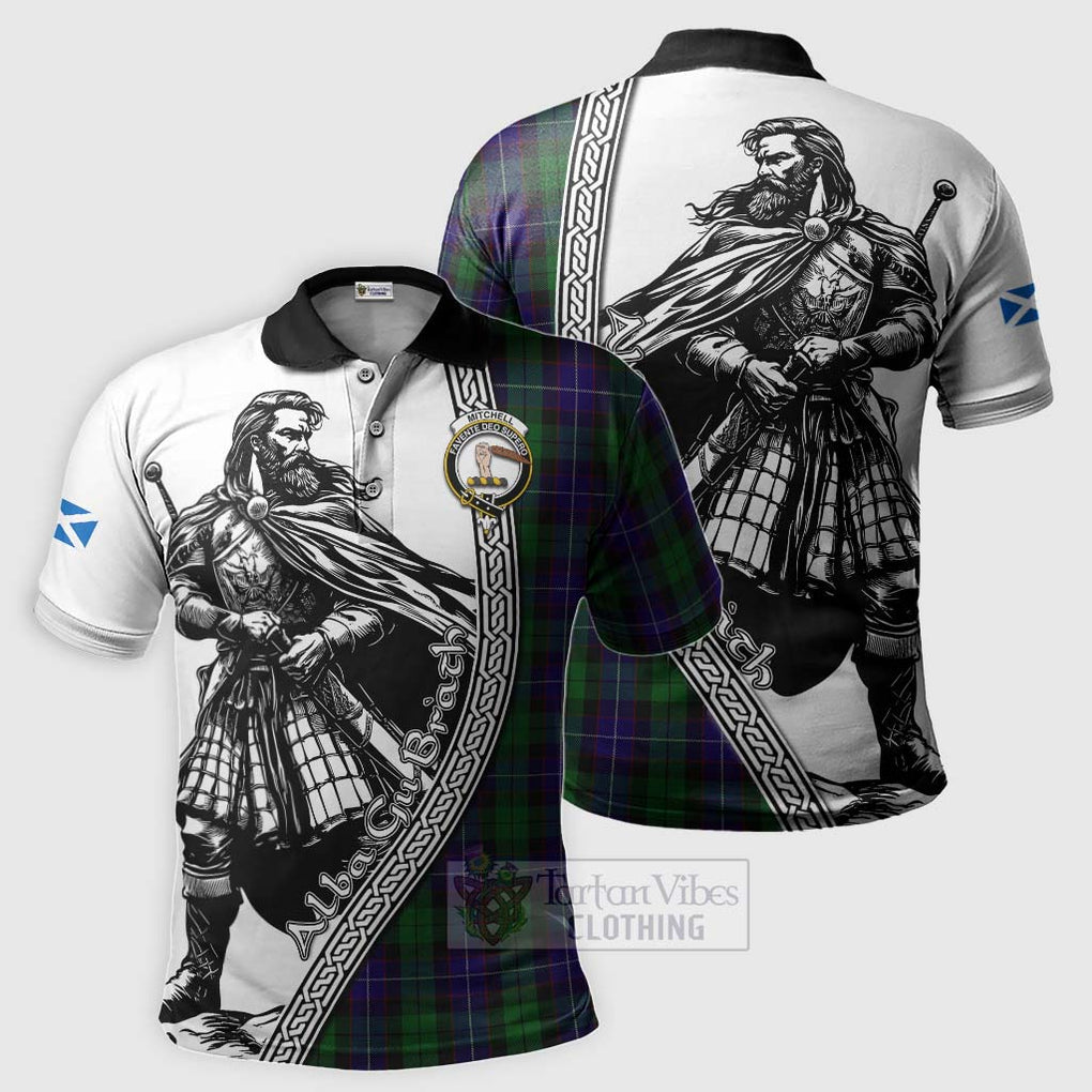 Mitchell Tartan Clan Crest Polo Shirt with Highlander Warrior Celtic Style Kid - Tartan Vibes Clothing
