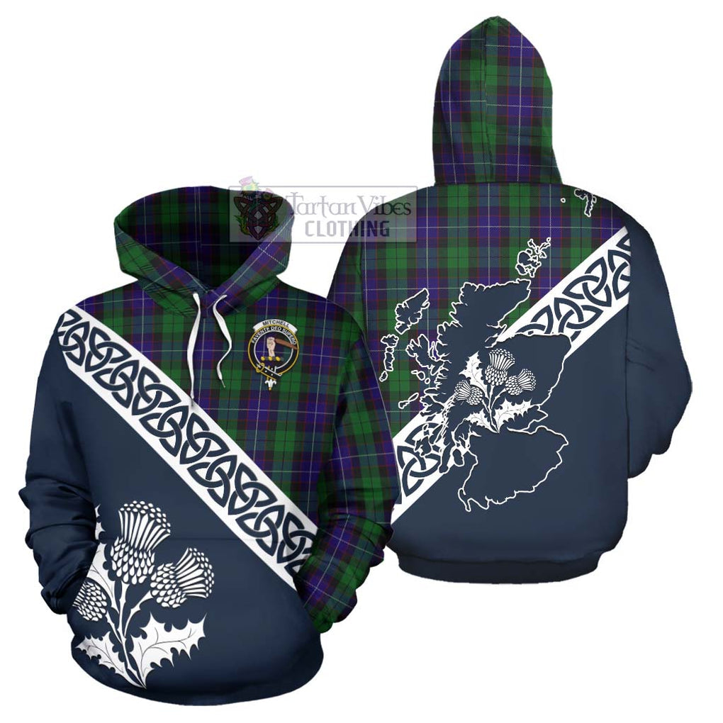 Mitchell Tartan Hoodie Featuring Thistle and Scotland Map Zip Hoodie - Tartan Vibes Clothing
