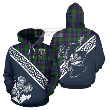 Mitchell Tartan Hoodie Featuring Thistle and Scotland Map Zip Hoodie - Tartan Vibes Clothing