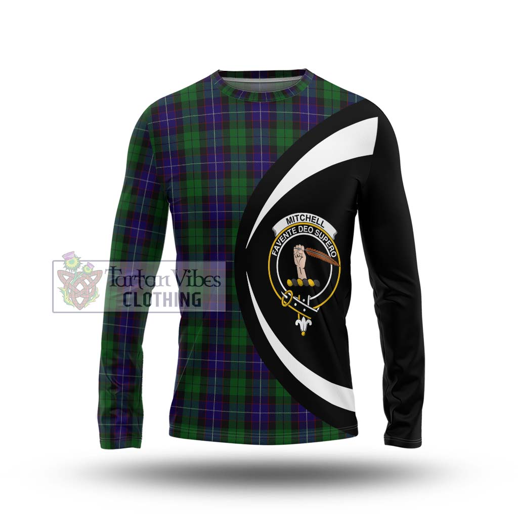 Mitchell Tartan Long Sleeve T-Shirt with Family Crest Circle Style Unisex - Tartan Vibes Clothing
