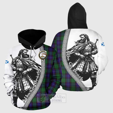 Mitchell Tartan Clan Crest Hoodie with Highlander Warrior Celtic Style Zip Hoodie - Tartan Vibes Clothing