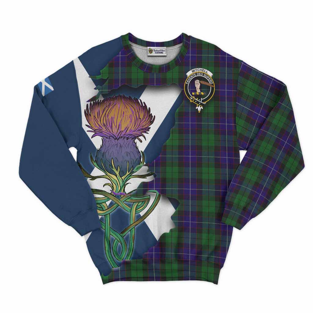 Mitchell Tartan Family Crest Sweatshirt Scottish Thistle Celtic Inspired Unisex - Tartan Vibes Clothing