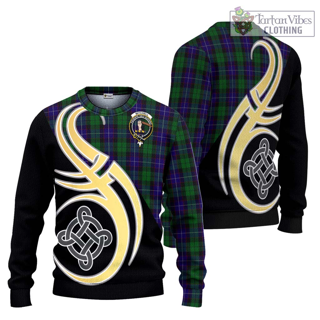Mitchell Tartan Ugly Sweater with Family Crest and Celtic Symbol Style Unisex - Tartan Vibes Clothing
