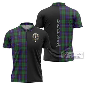 Mitchell Tartan Zipper Polo Shirt with Family Crest and Half Of Me Style Unisex - Tartan Vibes Clothing