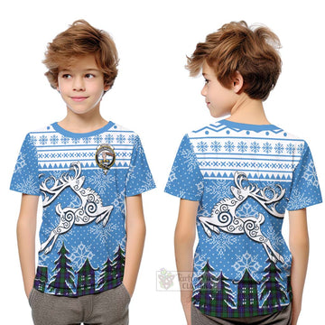 Mitchell Clan Christmas Kid T-Shirt Celtic Reindeer Style Youth XL Size14 - Tartan Vibes Clothing