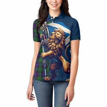 Mitchell Tartan Family Crest Women's Polo Shirt with Scottish Majestic Lion Women - Tartan Vibes Clothing