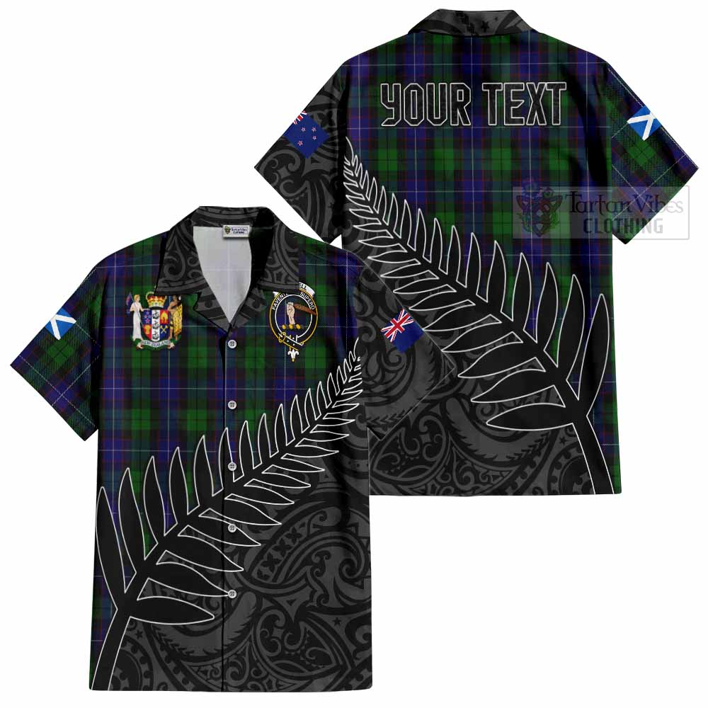 Tartan Vibes Clothing Mitchell Crest Tartan Short Sleeve Button Shirt with New Zealand Silver Fern Half Style