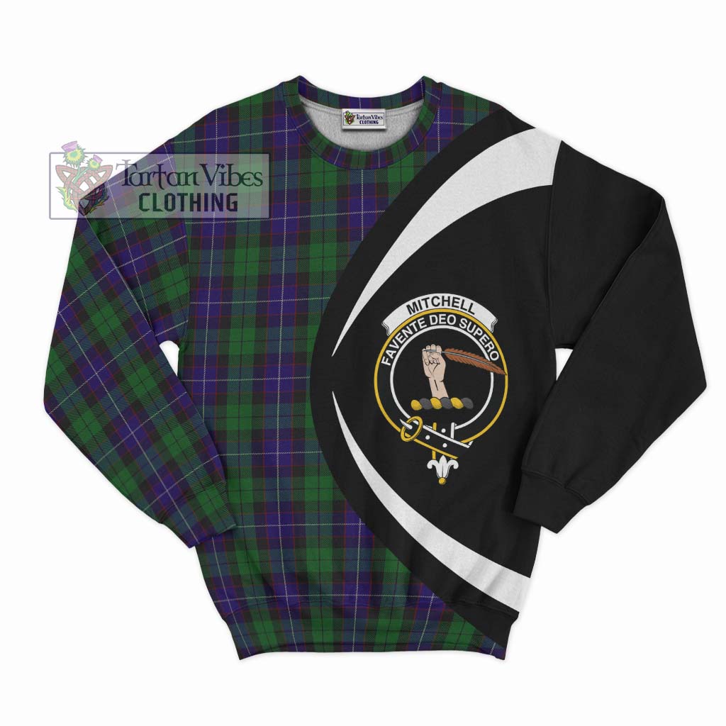 Mitchell Tartan Sweatshirt with Family Crest Circle Style Unisex - Tartan Vibes Clothing