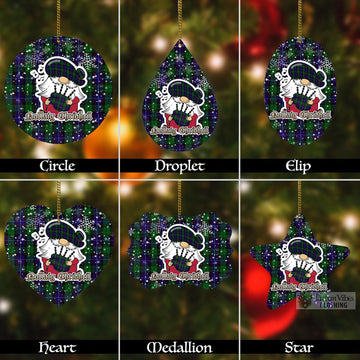 Mitchell Tartan Christmas Aluminium Ornament with Scottish Gnome Playing Bagpipes Aluminium - Tartan Vibes Clothing