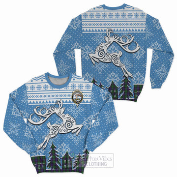 Mitchell Clan Christmas Sweatshirt Celtic Reindeer Style Unisex - Tartan Vibes Clothing