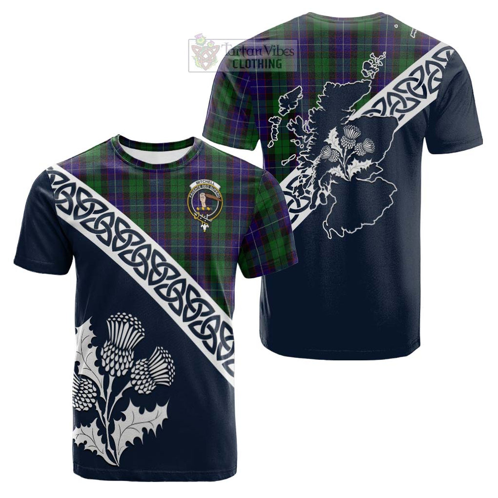 Mitchell Tartan Cotton T-shirt Featuring Thistle and Scotland Map Kid's Shirt - Tartan Vibes Clothing