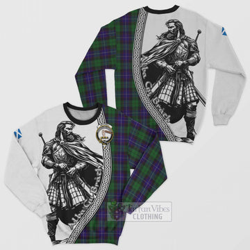 Mitchell Tartan Clan Crest Sweatshirt with Highlander Warrior Celtic Style Unisex - Tartan Vibes Clothing