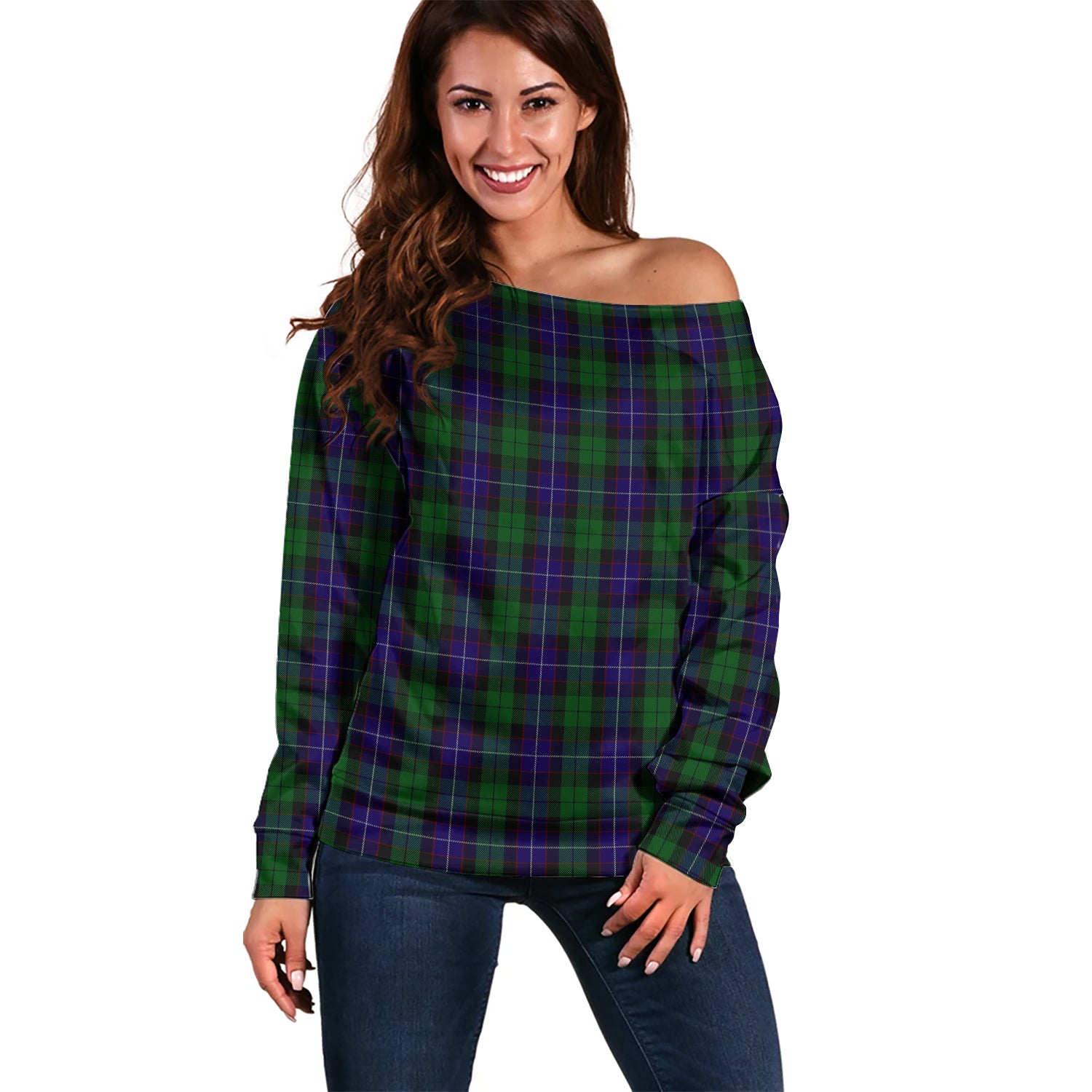 Mitchell Tartan Off Shoulder Women Sweater Women - Tartan Vibes Clothing