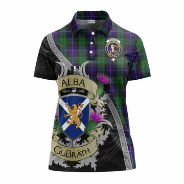 Mitchell Tartan Family Crest Women's Polo Shirt Lion Rampant Royal Thistle Shield Celtic Inspired Women - Tartan Vibes Clothing
