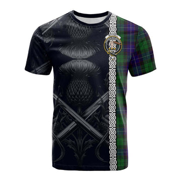 Mitchell Tartan Cotton T-shirt with Family Crest Cross Sword Thistle Celtic Vibes Kid's Shirt - Tartan Vibes Clothing
