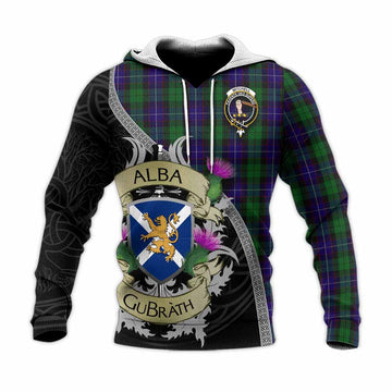 Mitchell Tartan Family Crest Knitted Hoodie Lion Rampant Royal Thistle Shield Celtic Inspired Unisex Knitted Pullover Hoodie - Tartan Vibes Clothing