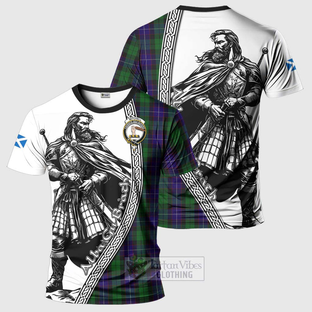 Mitchell Tartan Clan Crest T-Shirt with Highlander Warrior Celtic Style Kid's Shirt - Tartan Vibes Clothing