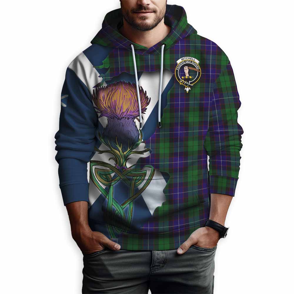Mitchell Tartan Family Crest Hoodie Scottish Thistle Celtic Inspired Pullover Hoodie - Tartan Vibes Clothing