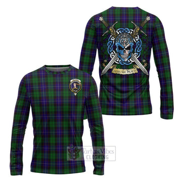 Mitchell Tartan Long Sleeve T-Shirt with Family Crest Celtic Skull Style Unisex - Tartan Vibes Clothing