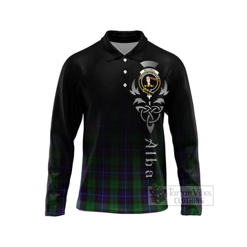Mitchell Tartan Long Sleeve Polo Shirt Featuring Alba Gu Brath Family Crest Celtic Inspired Unisex - Tartan Vibes Clothing