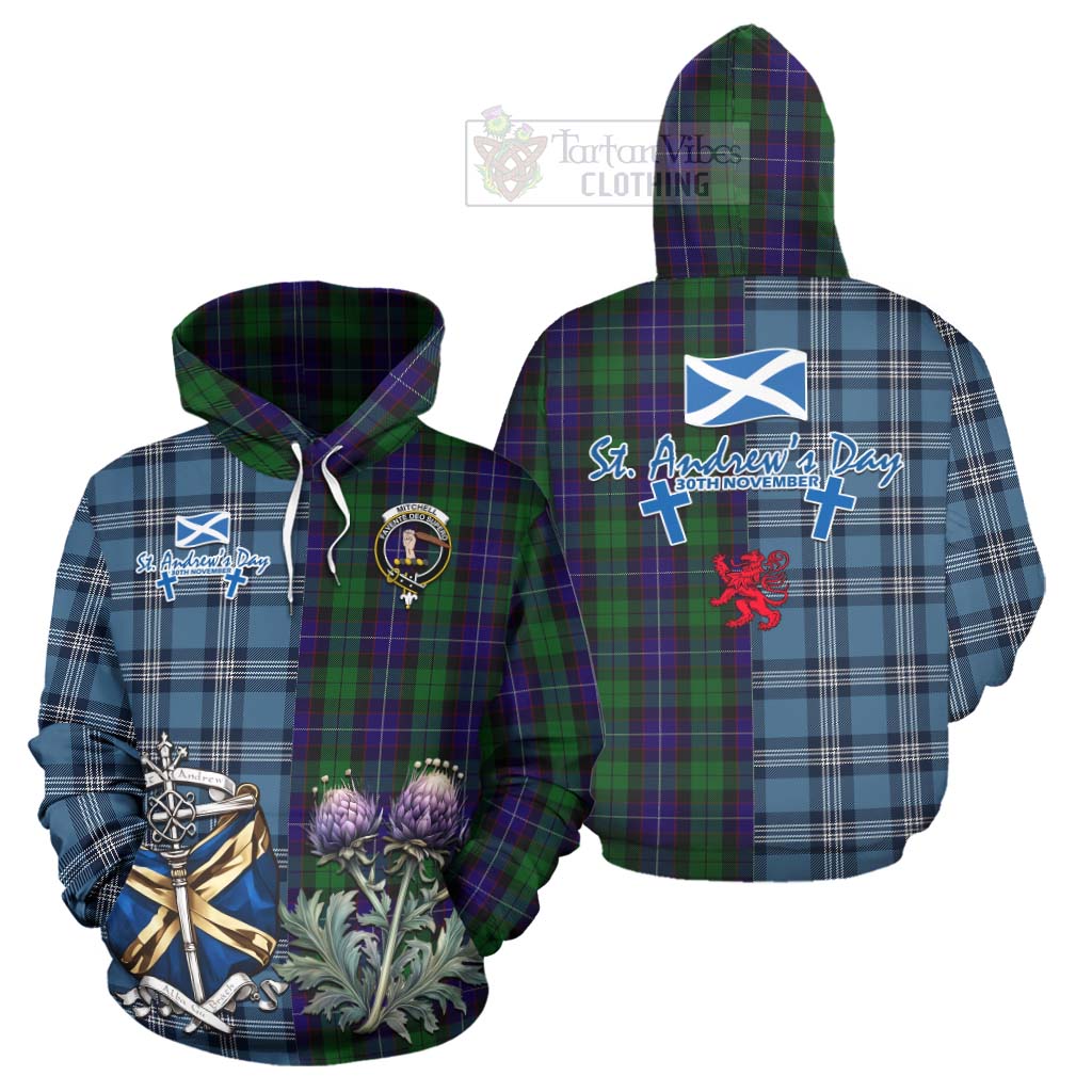 Mitchell Tartan Hoodie Happy St. Andrew's Day Half Tartan Style Zip Hoodie - Tartan Vibes Clothing