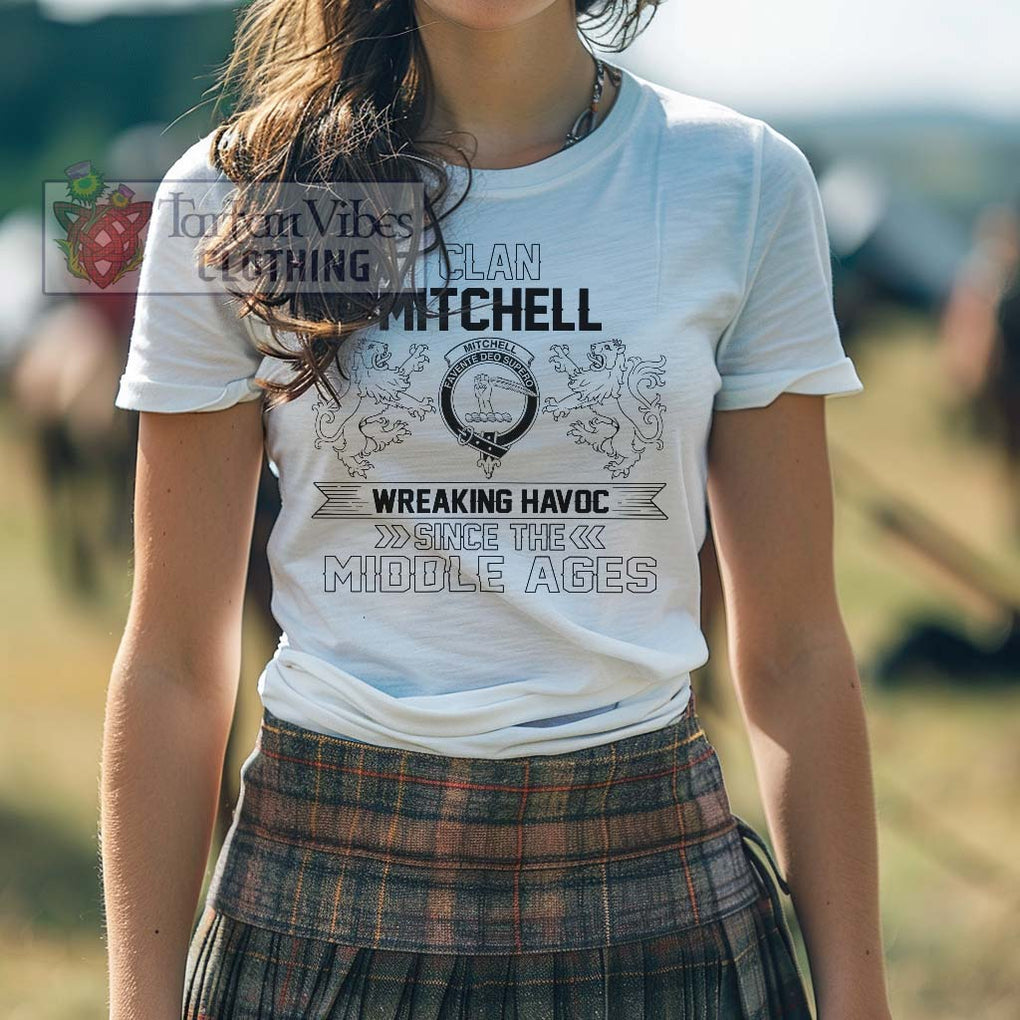 Mitchell Family Crest 2D Cotton Women's T-Shirt Wreaking Havoc Style - 2D-tartanvibesclothing