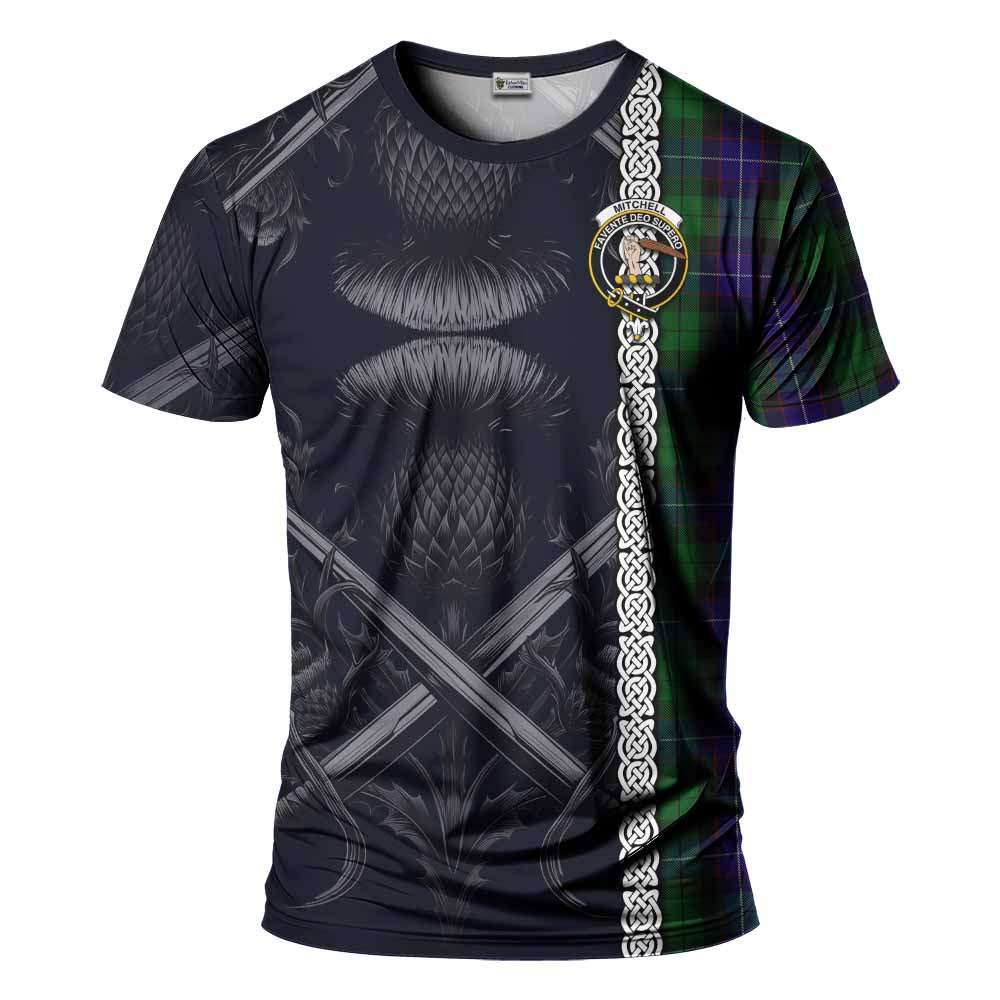 Mitchell Tartan T-Shirt with Family Crest Cross Sword Thistle Celtic Vibes Kid's Shirt - Tartan Vibes Clothing