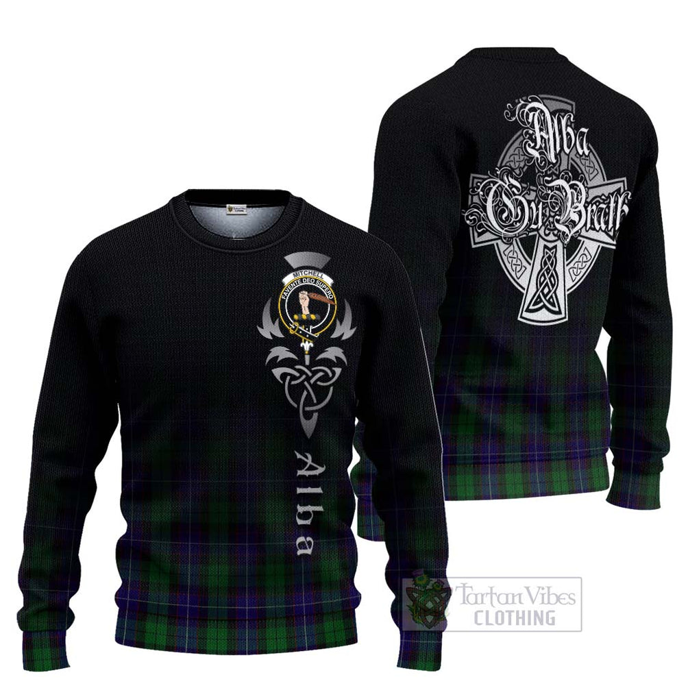 Mitchell Tartan Ugly Sweater Featuring Alba Gu Brath Family Crest Celtic Inspired Unisex - Tartan Vibes Clothing