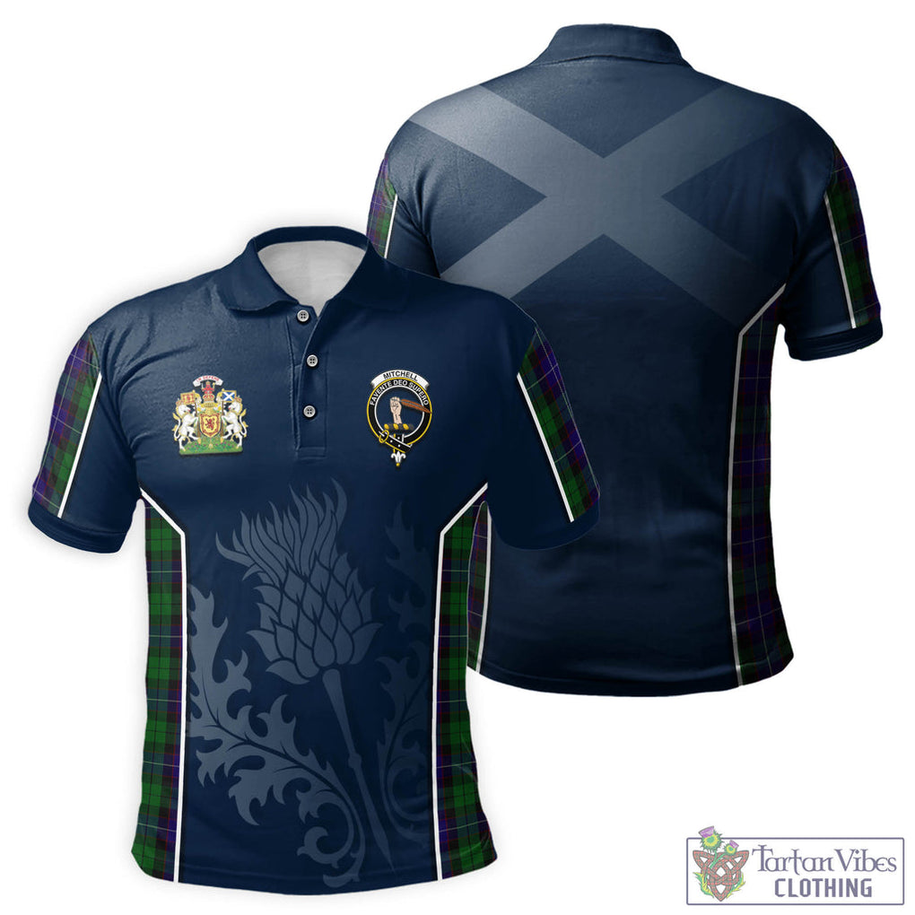 Tartan Vibes Clothing Mitchell Tartan Men's Polo Shirt with Family Crest and Scottish Thistle Vibes Sport Style