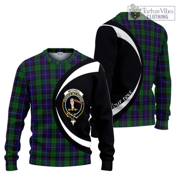 Mitchell Tartan Ugly Sweater with Family Crest Circle Style Unisex - Tartan Vibes Clothing