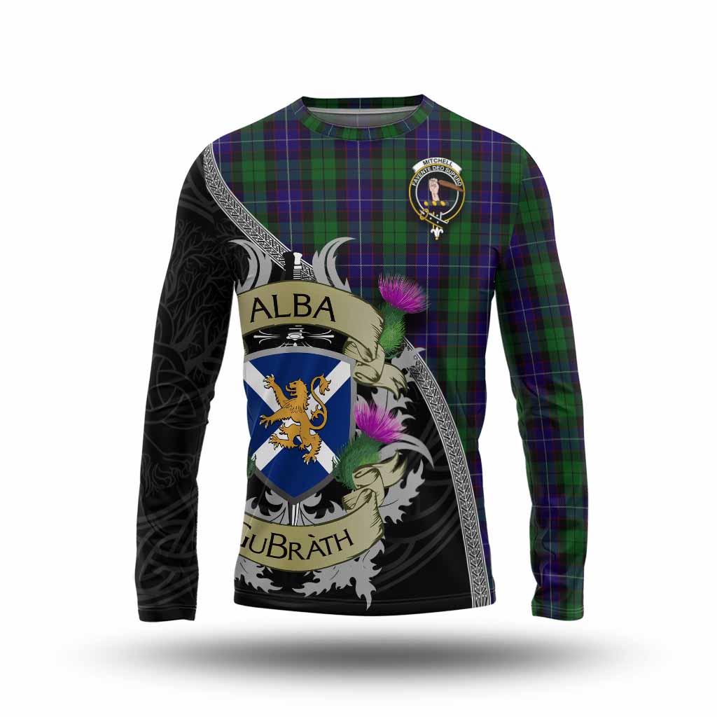 Mitchell Tartan Family Crest Long Sleeve T-Shirt Lion Rampant Royal Thistle Shield Celtic Inspired Unisex - Tartan Vibes Clothing