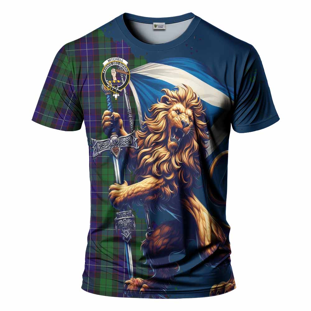 Mitchell Tartan Family Crest T-Shirt with Scottish Majestic Lion Kid's Shirt - Tartan Vibes Clothing