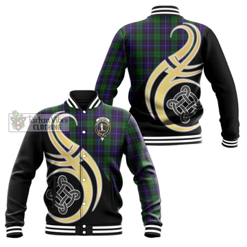 Mitchell Tartan Baseball Jacket with Family Crest and Celtic Symbol Style