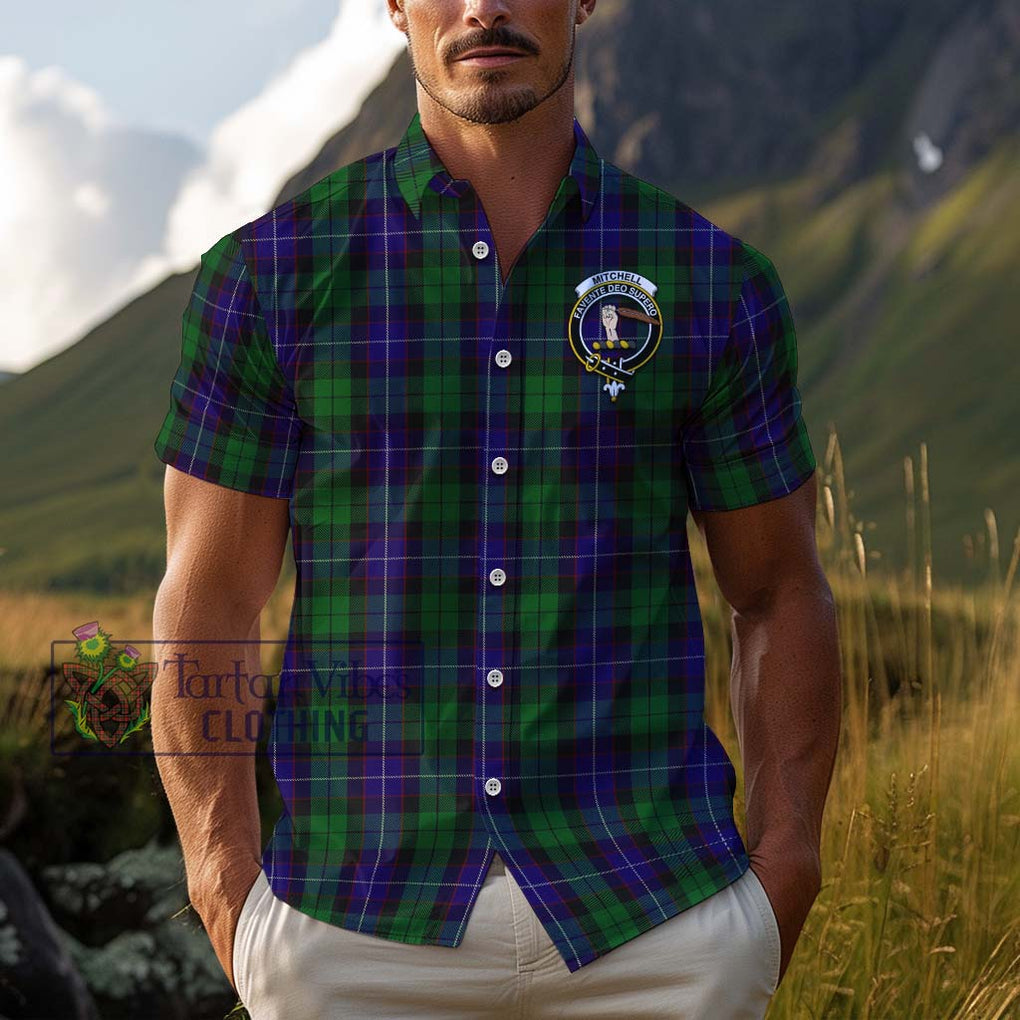 Mitchell Tartan Cotton Hawaiian Shirt with Family Crest Kid - Tartan Vibes Clothing