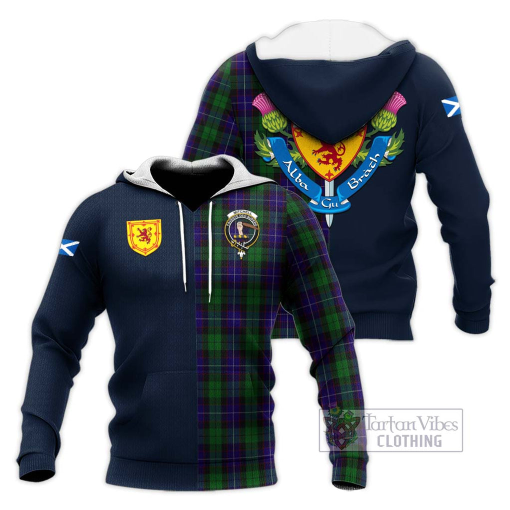 Mitchell Tartan Knitted Hoodie Alba with Scottish Lion Royal Arm Half Style Unisex Knitted Pullover Hoodie - Tartan Vibes Clothing