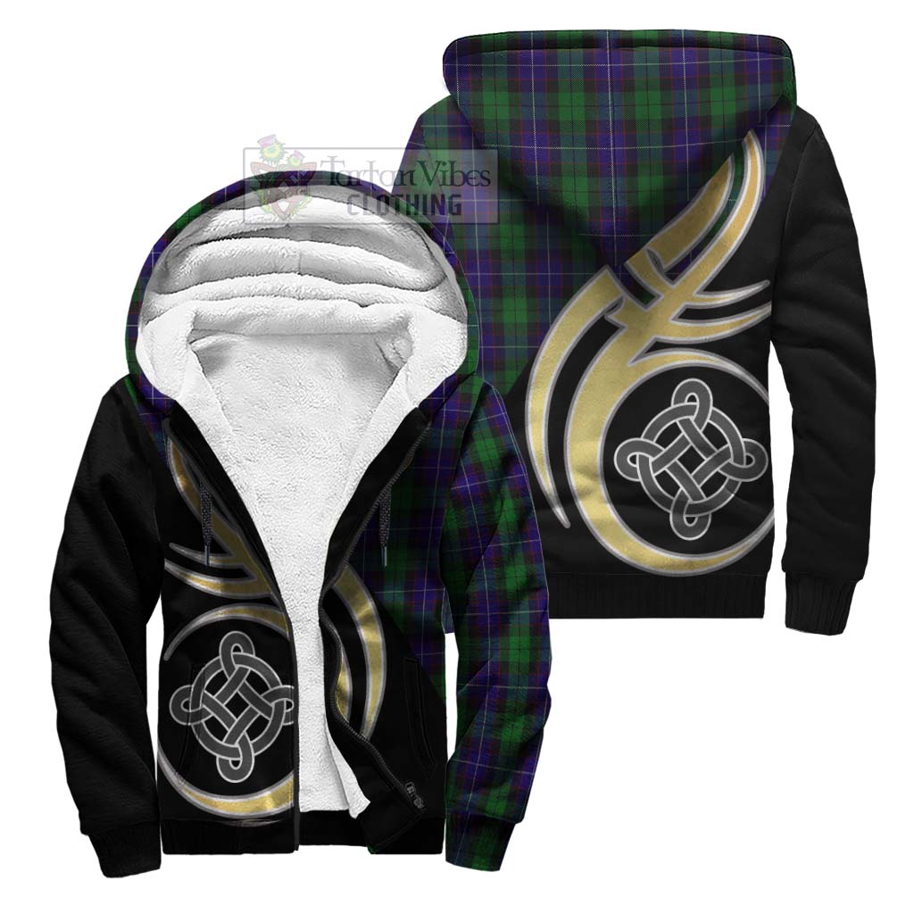 Mitchell Tartan Sherpa Hoodie with Family Crest and Celtic Symbol Style Unisex S - Tartan Vibes Clothing