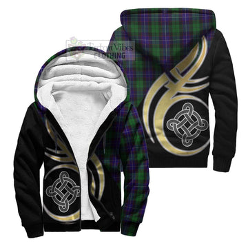 Mitchell Tartan Sherpa Hoodie with Family Crest and Celtic Symbol Style Unisex S - Tartan Vibes Clothing