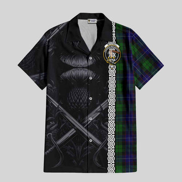 Mitchell Tartan Hawaiian Shirt with Family Crest Cross Sword Thistle Celtic Vibes Kid - Tartan Vibes Clothing