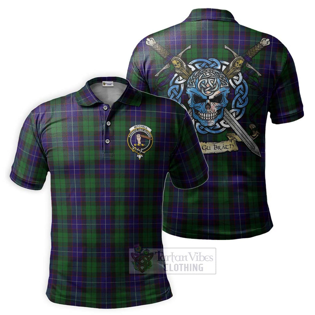 Mitchell Tartan Polo Shirt with Family Crest Celtic Skull Style Kid - Tartan Vibes Clothing