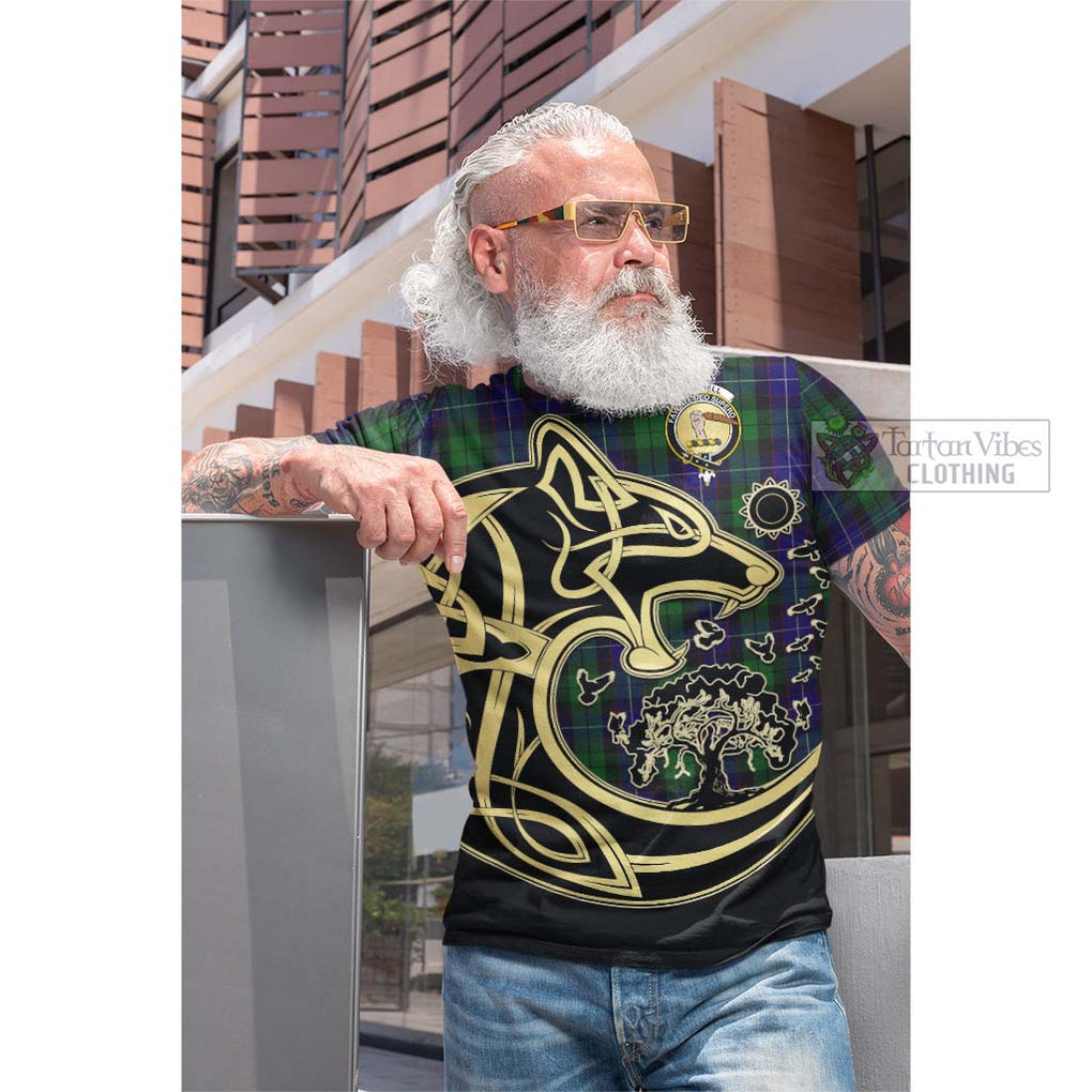 Mitchell Tartan Cotton T-shirt with Family Crest Celtic Wolf Style Men's Shirt - Tartan Vibes Clothing