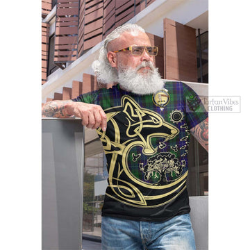 Mitchell Tartan Cotton T-shirt with Family Crest Celtic Wolf Style Men's Shirt - Tartan Vibes Clothing