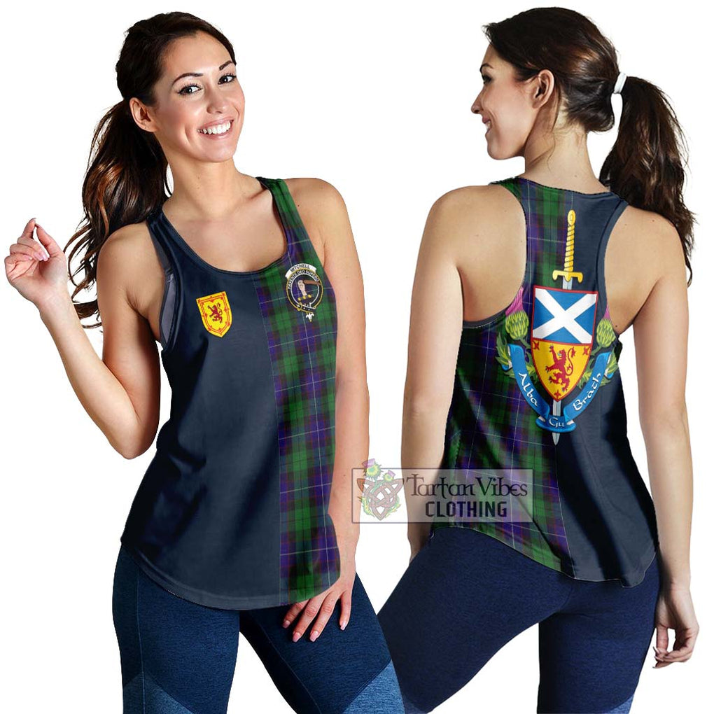 Mitchell Tartan Women's Racerback Tanks Alba with Scottish Lion Royal Arm Half Style 4XL - Tartan Vibes Clothing