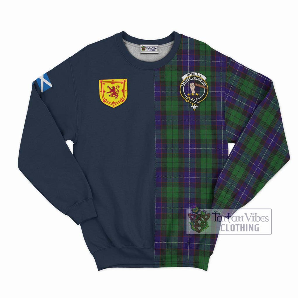 Mitchell Tartan Sweatshirt Alba with Scottish Lion Royal Arm Half Style Unisex - Tartan Vibes Clothing
