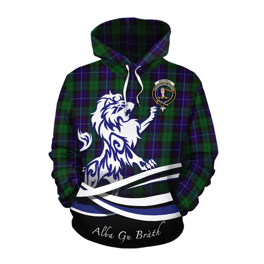 Mitchell Tartan Cotton Hoodie with Alba Gu Brath Regal Lion Emblem Pullover Hoodie XS - Tartan Vibes Clothing