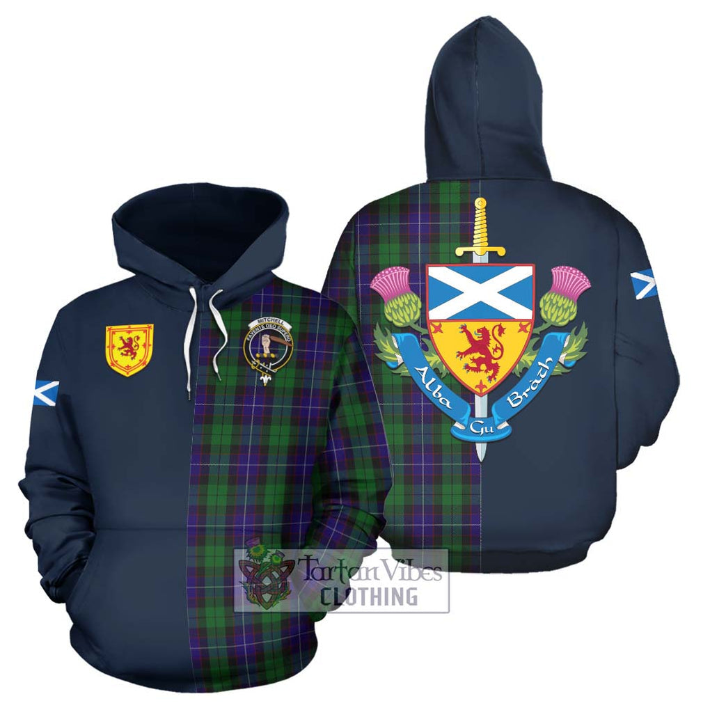 Mitchell Tartan Hoodie Alba with Scottish Lion Royal Arm Half Style Zip Hoodie - Tartan Vibes Clothing