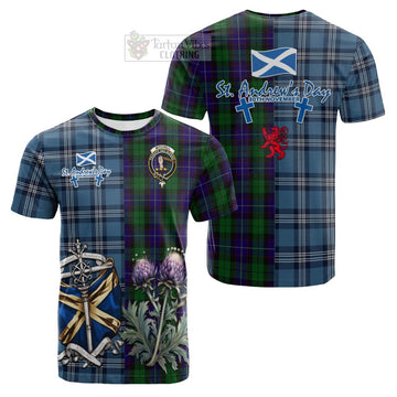 Mitchell Tartan Cotton T-shirt Happy St. Andrew's Day Half Tartan Style Kid's Shirt - Tartan Vibes Clothing