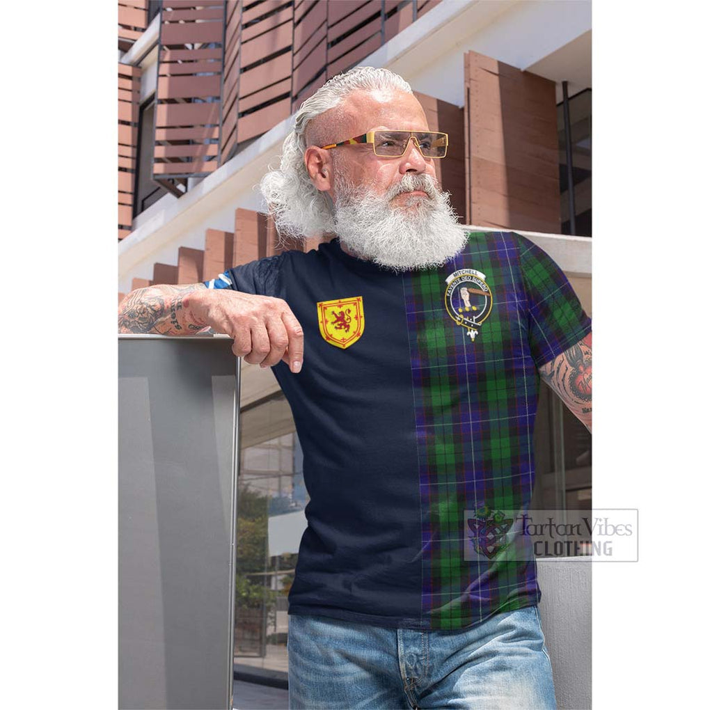 Mitchell Tartan Cotton T-shirt Alba with Scottish Lion Royal Arm Half Style Men's Shirt - Tartan Vibes Clothing