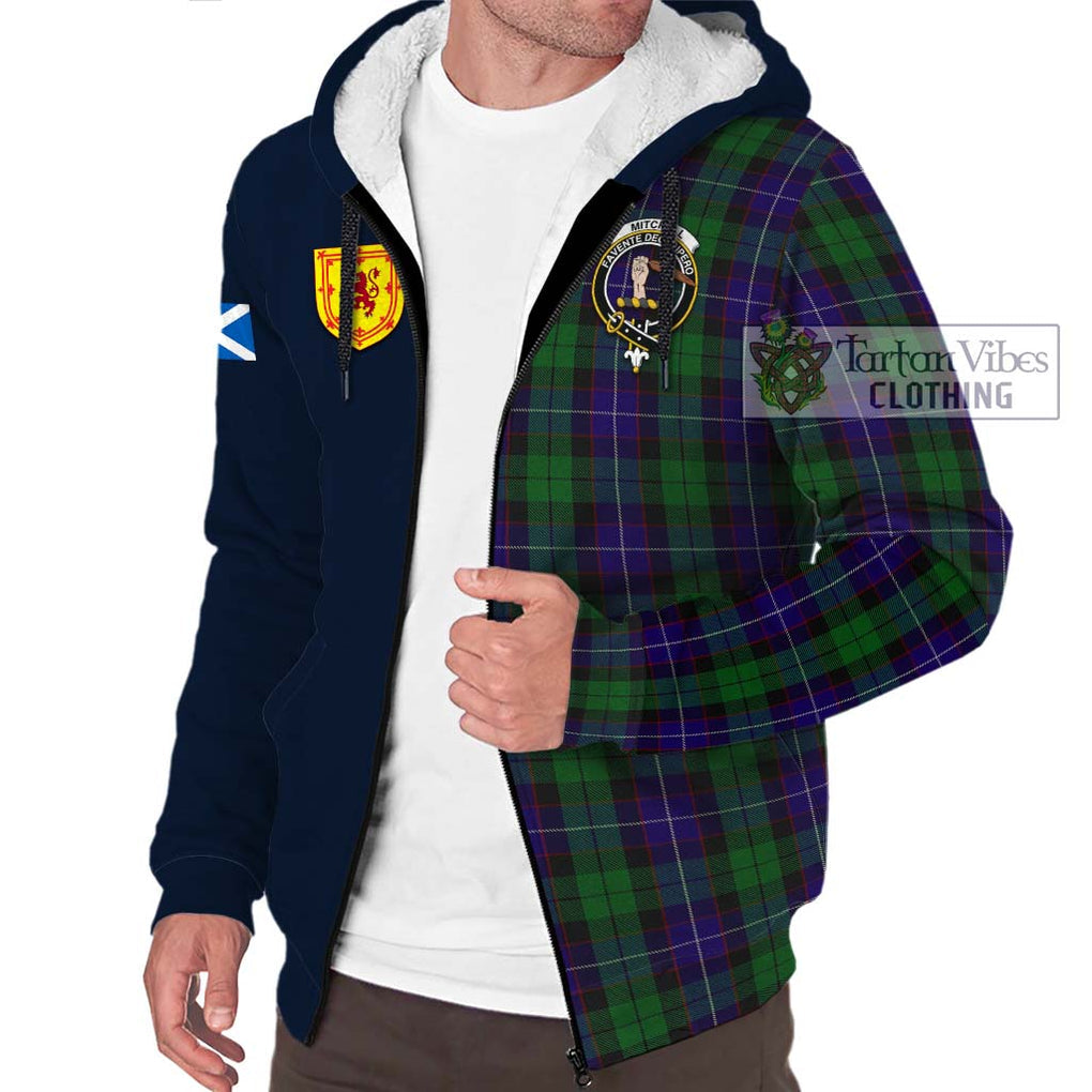 Mitchell Tartan Sherpa Hoodie Alba with Scottish Lion Royal Arm Half Style - Tartan Vibes Clothing
