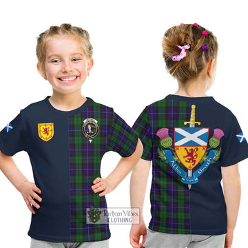 Mitchell Tartan Kid T-Shirt Alba with Scottish Lion Royal Arm Half Style - Tartan Vibes Clothing